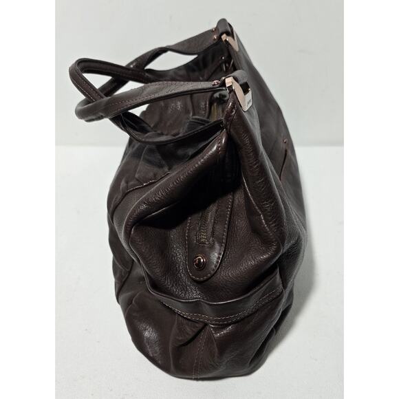 B. Makowsky Shoulder Bag Brown Leather Copper Hardware Large Slouchy Bag - Picture 12 of 16
